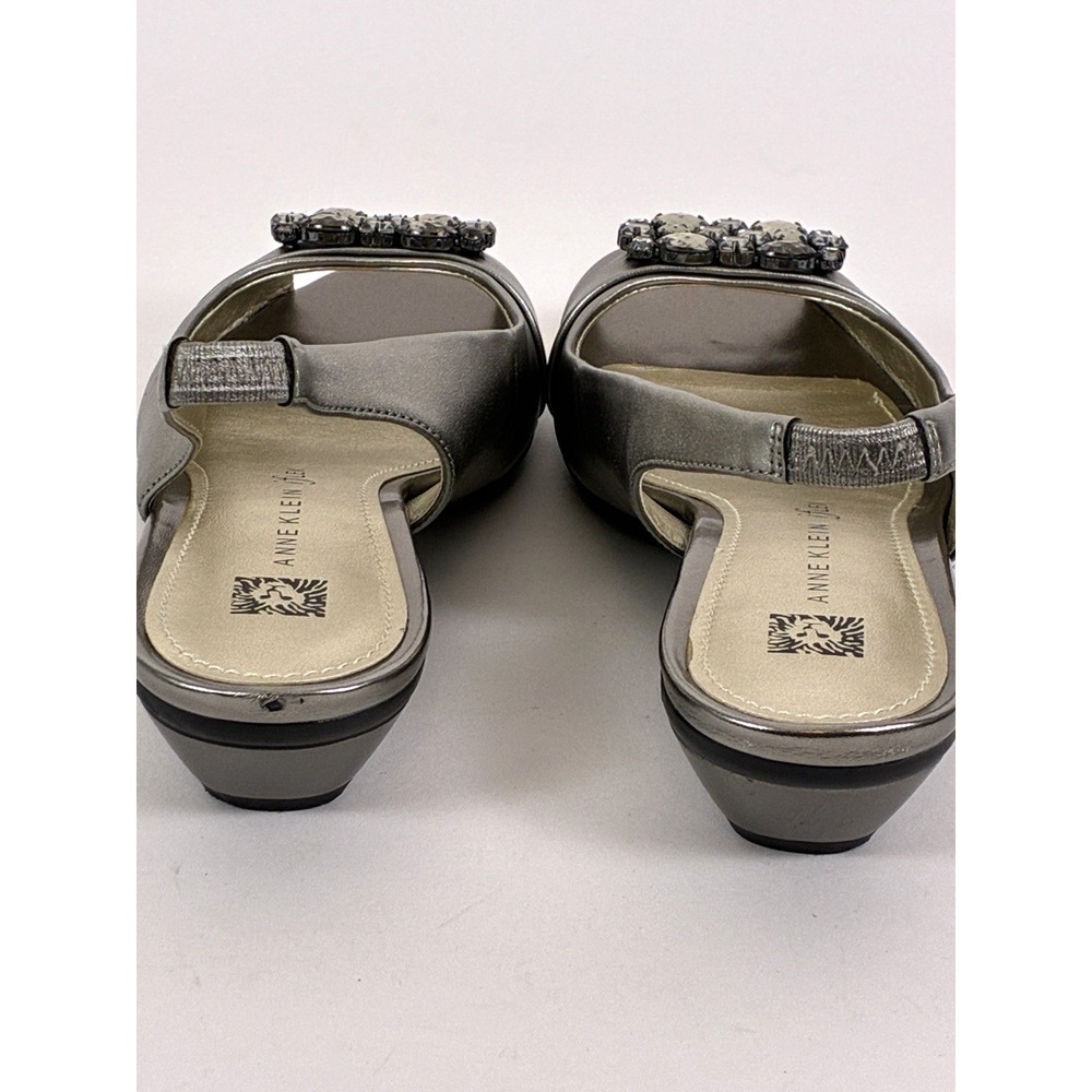 Anne Klein Aklovesome Pewter Metallic Sling Back Shoes iflex Size 7M Comfort - Picture 3 of 15